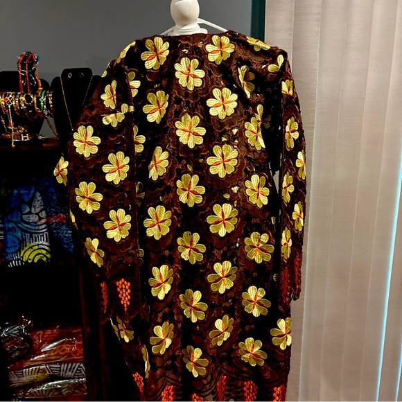 VTG African Nigeria Dashiki Kaftan Top Shirt and Pant Men & Womens Lace - Picture 5 of 9